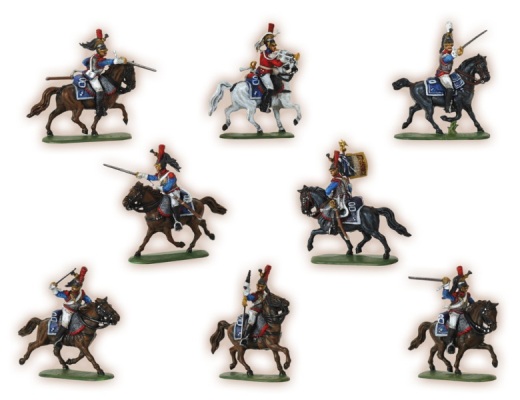 Комплект пластиковых деталей для сборки 19 неокрашенных конных фигурок. Кирасиры всегда являлись элитными войсками в наполеоновской армии. Их сокрушительные атаки плотным строем по праву считаются одним из решающих факторов побед Наполеона.